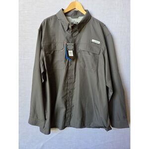 NEW HABIT Men's Size XXL Gray Check Long Sleeve Vented Back Fishing Travel Shirt